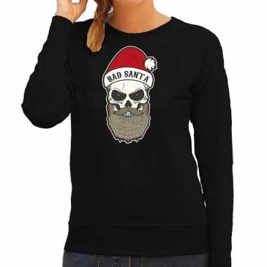 Bad santa foute kerstsweater / carnavalskleding zwart voor dames