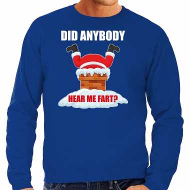 Fun kerstsweater / carnavalskleding did anybody hear my fart blauw voor heren