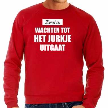 Grote maten kerst is: wachten tot het jurkje uitgaat kerst sweater / kerst carnavalskleding rood voor heren