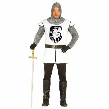 Middeleeuwse ridder carnavalskleding wit voor heren