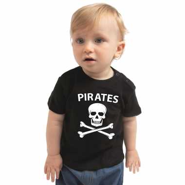 Piraten carnavalskleding shirt zwart voor babys