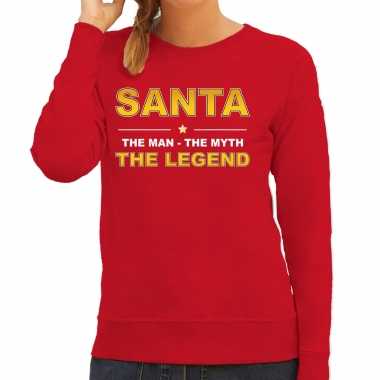 Santa sweater / carnavalskleding / the man / the myth / the legend rood voor dames