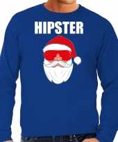 Foute kerst sweater kerst carnavalskleding hipster santa blauw voor heren