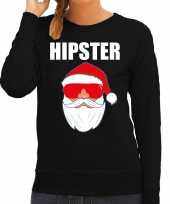 Foute kerst sweater kerst carnavalskleding hipster santa zwart voor dames