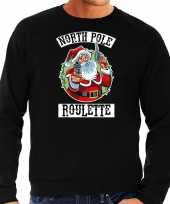 Foute kerstsweater carnavalskleding northpole roulette zwart voor heren