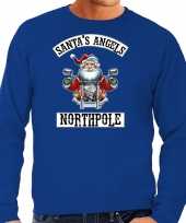 Foute kerstsweater carnavalskleding santas angels northpole blauw voor heren