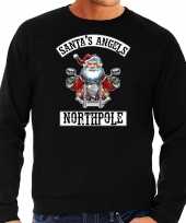 Foute kerstsweater carnavalskleding santas angels northpole zwart voor heren