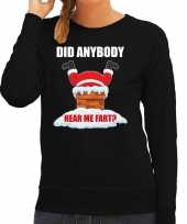 Fun kerstsweater carnavalskleding did anybody hear my fart zwart voor dames