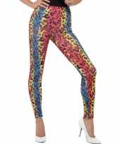 Gekleurde luipaardprint 80s legging carnavalskleding voor dames