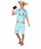 Hawaiiaanse blouse carnavalskleding blauw voor heren