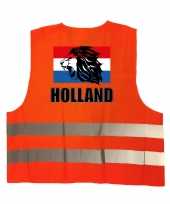 Holland vlag met leeuw oranje veiligheidshesje ek wk supporter carnavalskleding voor volwassenen