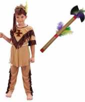 Indianen carnavalskleding maat l met tomahawk voor kinderen