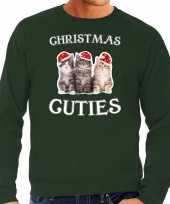 Kitten kerst sweater carnavalskleding christmas cuties groen voor heren
