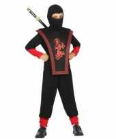 Ninja carnavalskleding zwart rood voor jongens