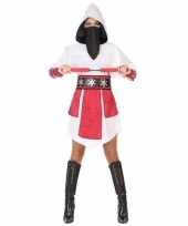 Ninja vechter jurk carnavalskleding wit rood voor dames