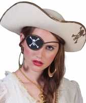 Piratencarnavalskleding accessoires witte piratenhoed met schedel