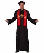 Priester carnavalskleding zwart met rood