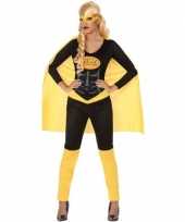 Superheld pak carnavalskleding zwart geel voor dames