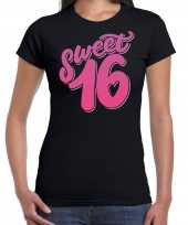 Sweet 16 verjaardag cadeau t shirt carnavalskleding zwart dames