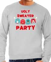 Ugly sweater party kerstsweater carnavalskleding grijs voor heren