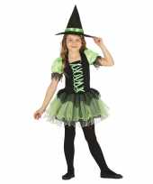 Zwart groen heksen carnavalskleding voor meisjes