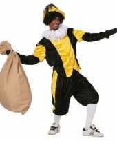 Zwart met geel pieten carnavalskleding